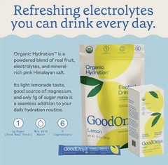 GOODONYA Organic Hydration Electrolyte Powder Low Sugar Lemonade, 42 Servings x2