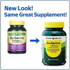 Spring Valley Berberine Metabolism Support 1200 mg, 40 Count