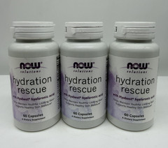 3 Pack NOW FOODS Hydration Rescue With Hyabest 60 Veg Capsules, Best By 4/2027
