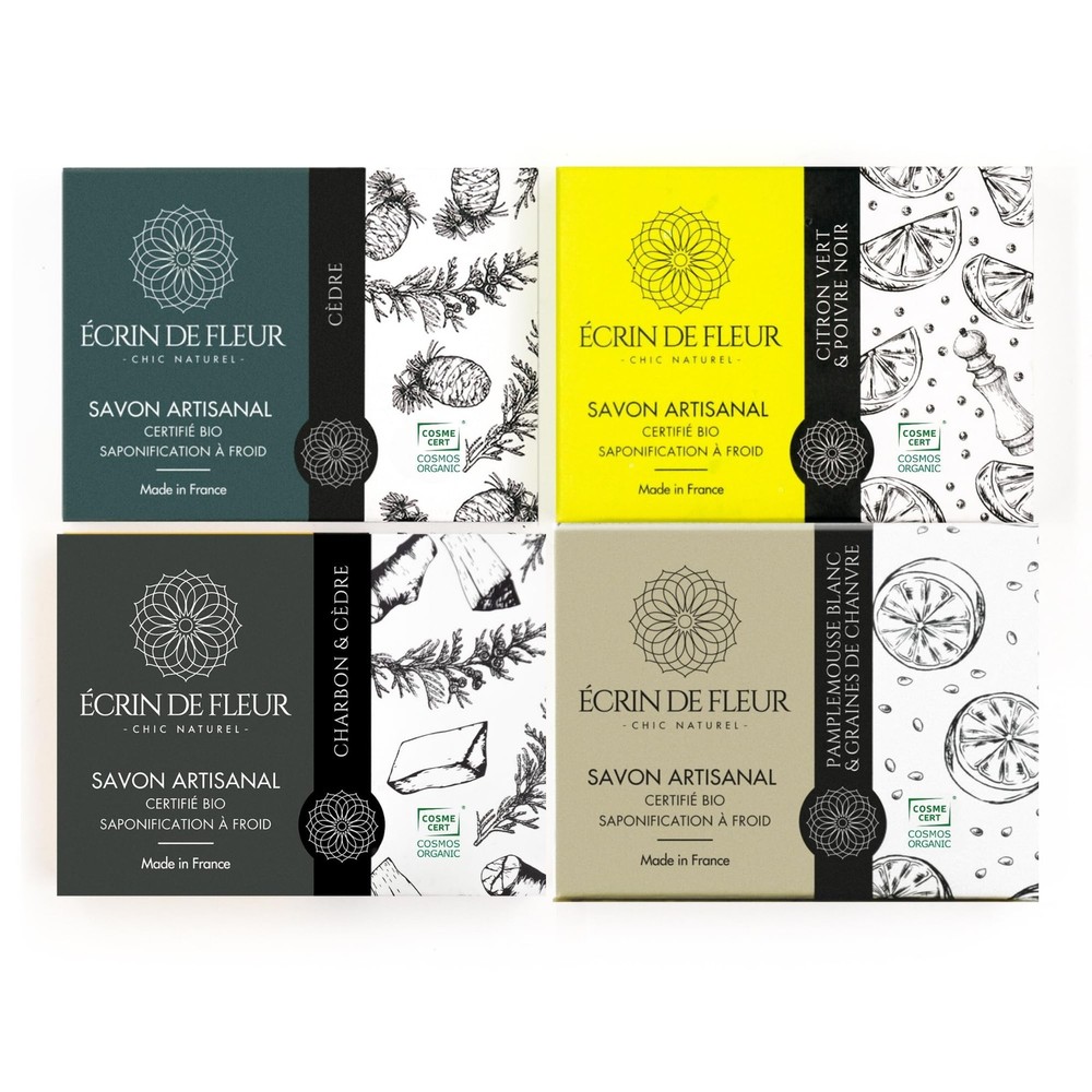 Certified Organic Men’s Soap 4-pack (Cedar 3.2 oz, Lime & Black Pepper 3.2 oz…