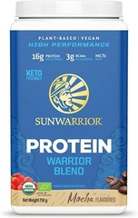Sunwarrior Warrior Blend Plant-Based Raw Vegan Protein Powder, Mocha, 1.65 lbs
