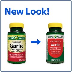 Spring Valley Odor-Controlled Garlic Softgels Value Size, 1,000 mg, 200Count