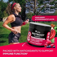 Beet Root Gummies with Grape Seed CoQ10 Vitamin C B12 – 60 Chews
