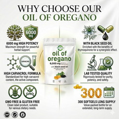 Oil of Oregano Softgels with Black Seed Oil – 6000mg Oregano Oil { Pack of 2 }
