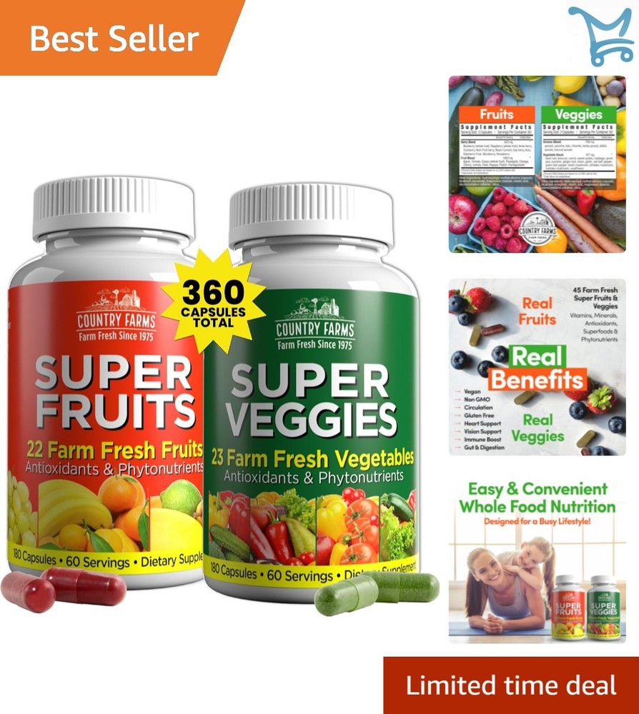 Fruits and Vegetables Supplement Capsules 360 Count Boost Energy