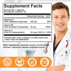 Magnesium Glycinate 400mg-High Absorption,Improved Sleep,Stress & Anxiety Relief