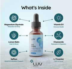 (5 Pack) LUV Zen Drops Stress Support with Magnesium Glycinate and Lemon [USA]
