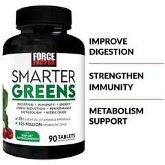 Force Factor Smarter Greens Superfoods Tablets with Antioxidants and Probiotics