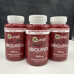 100mg 300MO. QUNOL UBIQUINOL Softgels Mega CoQ10 Supplement 3 bottles Exp 2027 A