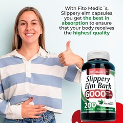 Fito Medic’s Lab Slippery elm bark 200 ct 6000 mg Ultra High Absorption Capsules