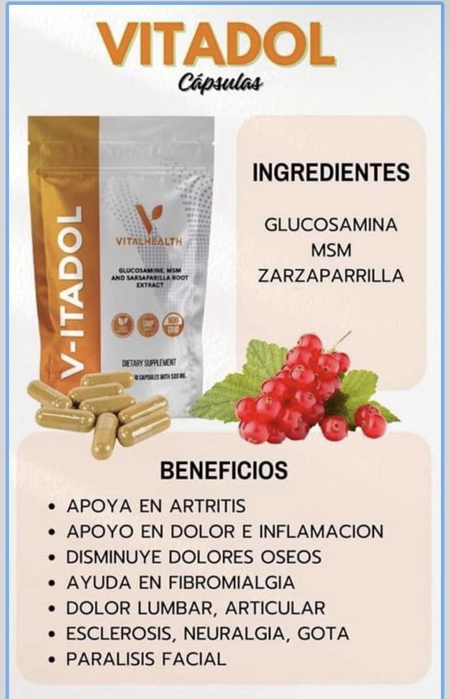 VITADOL Joint Support Capsules with Glucosamine, MSM & Sarsaparilla Root Extract