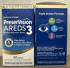 Bausch + Lomb PreserVision AREDS 3 Eye Vitamins Softgels, 60 Count Pack of 2