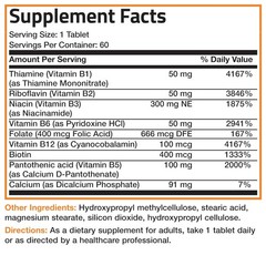 Slow Release Vitamin B Complex 60 Count Tablets B1 B2 B3 B6 Niacin Supplement