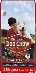 Purina Dog Chow Dry Dog Food,Complete Adult With Real Beef-46 lb. Bag