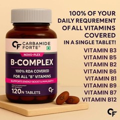 Carbamide Forte Vitamin B1 B2 B3 B5 B6 B9 B12 Complex 120 Tablets for Vitality
