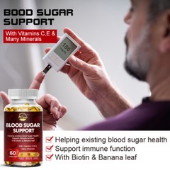 Blood Sugar Support Supplement , Lower Sugar & Blood Pressure Support 60 Pills