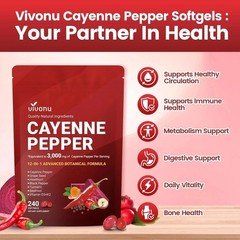 3PCS Cayenne Pepper Softgels Supplement,Supports Leg Vein,Heart and Blood Vessel