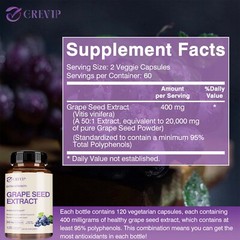 120pcs Grape Seed Extract 400mg-95%Polyphenols Antioxidant,Cardiovascular Health