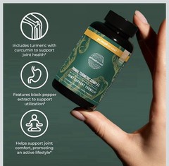 TURMERIC COMPLEX Black Pepper Extract Joint Mobility Support 60ct 2027 Fast Ship