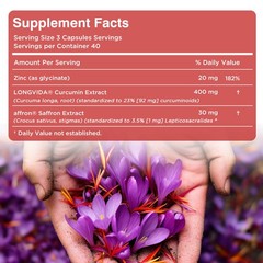 Curcumin with Saffron Capsules – Concentration & Relaxation Support Supplement
