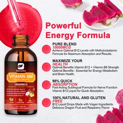 B12 Liquid Drops 2oz – Extra Strength Methylcobalamin, Energy & Immune Support
