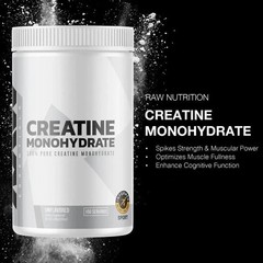 RAW Nutrition Creatine Monohydrate Powder, 510g, 100 Servings, Unflavored