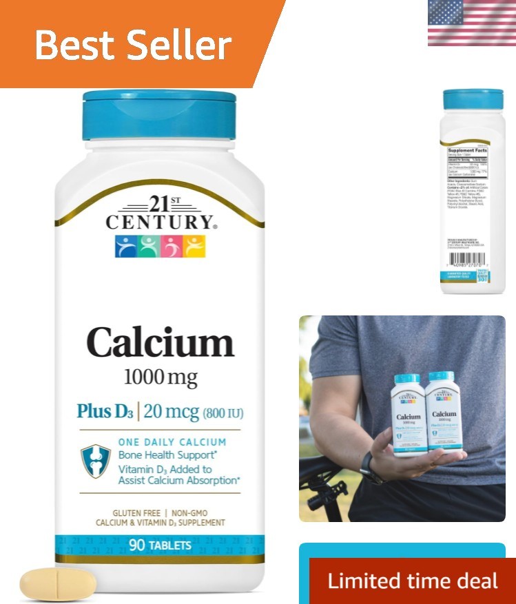High-Quality Calcium Plus D Tablets, 1000mg, 90 Count – Supports Bone Strength