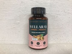 Wellaray Turmeric + Probiotic Supplement Capsules 90 Count 07/26 New Sealed