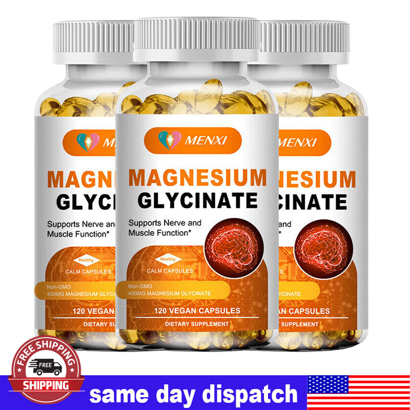 400MG Magnesium Glycinate High Absorption,Improved Sleep,Stress & Anxiety Relief