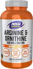 Now Foods, Sports, Arginine & Ornithine, 500 mg /250 mg, 250 Veg Capsules