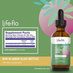 Life-Flo Liquid Iodine Plus 59ml 2oz Thyroid Support Unflavoured Drops