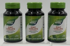 Lot of 3 Nature’s Way Zinc Chelate 30mg 100 Capsules Each 300 Total EXP 03/2028