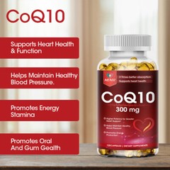 COQ 10 Coenzyme Q-10 300mg Increase Energy Stamina Support Heart Health 120 Caps