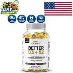 Better D3 + K2 – 100% Organic Softgels for Overall Health – 30 Days of Wellness
