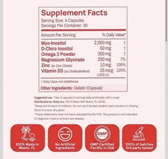 2 BOTTLES-Peach Perfect Inositol Multivitamin Myo&D-Chiro 40:1 Blend with Omega3