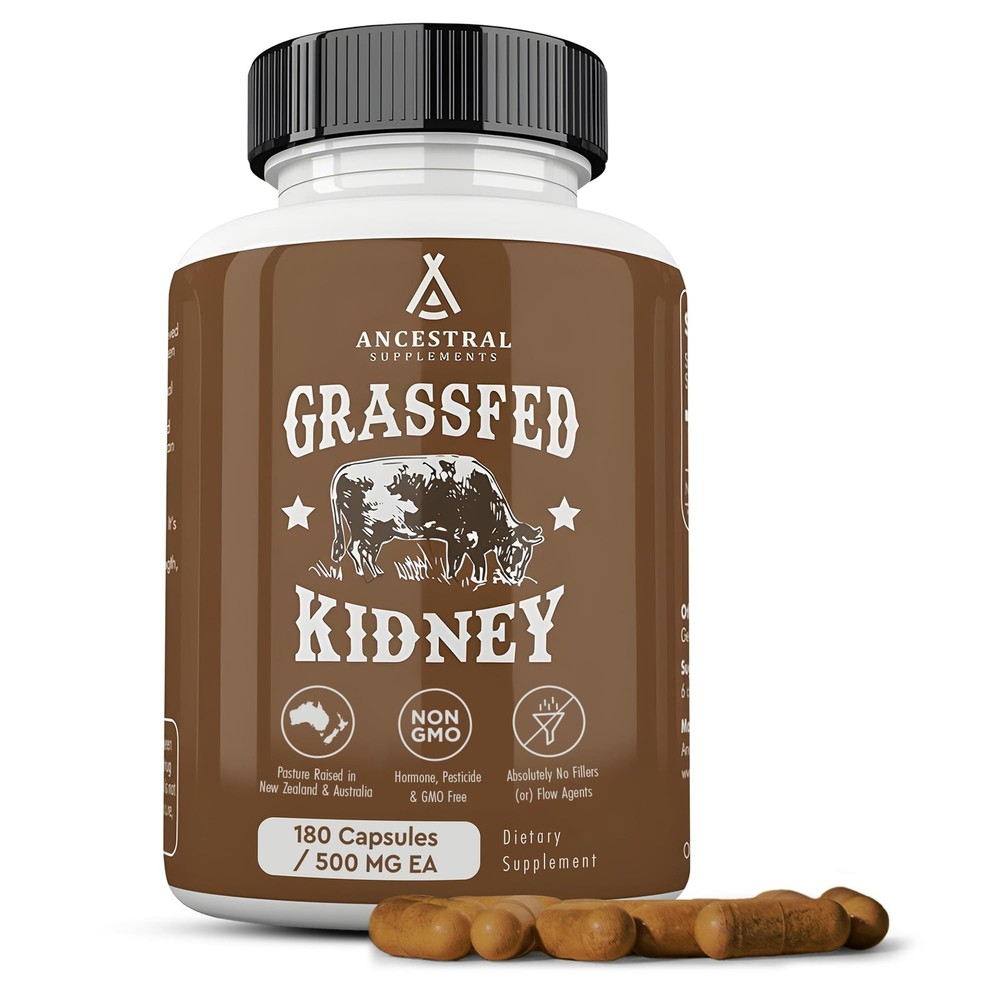 Ancestral Supplements Grass Fed Beef Kidney Supplement, 180 Count (Pack of 1)