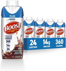 BOOST Plus Nutritional Drink, Rich Chocolate, 8 fl oz 8 Fl Oz (Pack of 24)