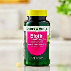 Spring Valley Biotin 10,000 mcg Softgels Hair Skin Nails Support, 120 Ct