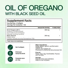 VivoNu Oil of Oregano Capsules, Balanced Oil of Oregano with Black Seed Oil