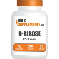 BulkSupplements D-Ribose 210 Capsules – 5g Per Serving EXP. 09/2026
