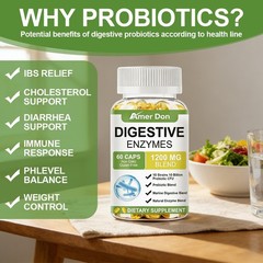 Digestive Enzymes w/ Prebiotic & Probiotics, Gas, Constipation & Bloating Relief