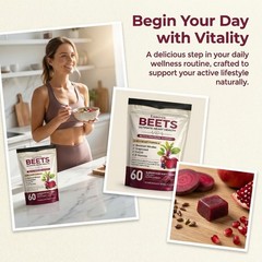Beet Chews with Grape Seed Extract & CoQ10 – Nitric Oxide Support, Energy Boost,