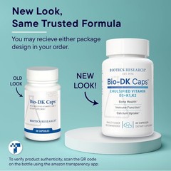 BIOTICS RESEARCH Bio-DK CapsCEmulsified Vitamin D and K,Vitamin D3 125 mcg&Vita