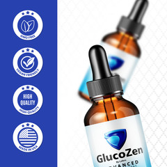 (5 Pack) GlucoZen Advanced Drops Gluco Zen Blood Sugar Liquid Supplement (10 oz)