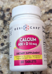 GeriCare Calcium 600+D 10mcg Nutritional Supplement 60 Tablets exp: 06/2026