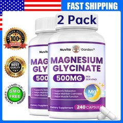 2 Pack Magnesium Glycinate 480 Capsules 500 mg Per Serving -3rd Party Tested