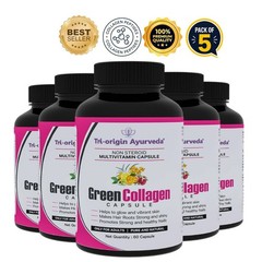 5 Pack T.ri-Origin Ayurveda Green Collagen Tabs 60 Count
