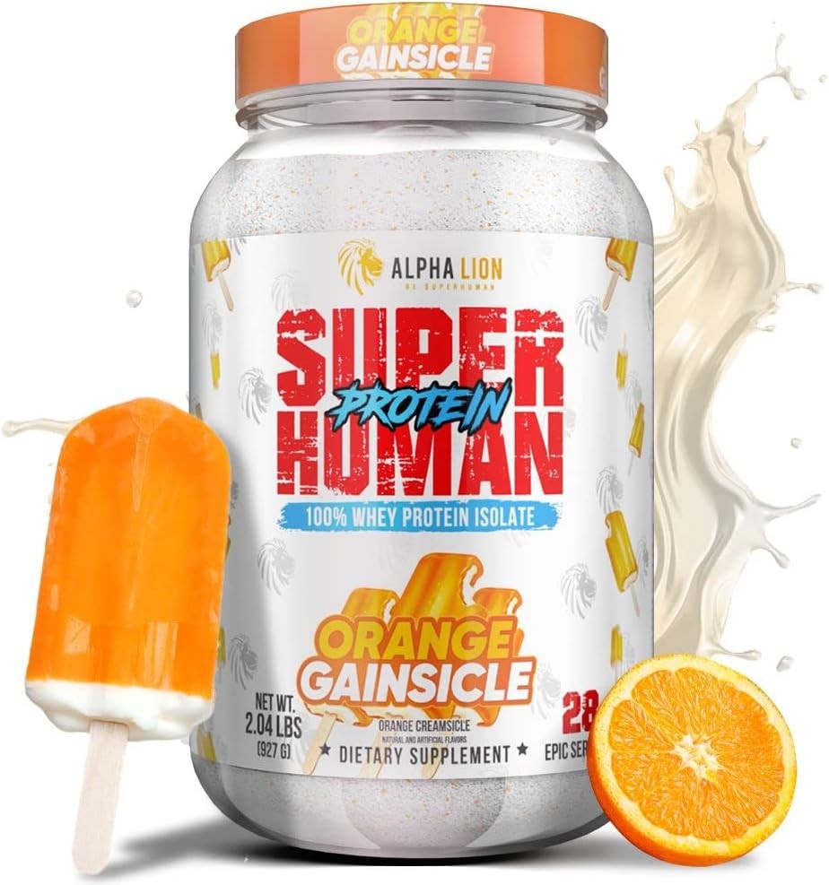 Alpha Lion Superhuman Whey Isolate, Low Carb, Orange Gainsicle, 28 Ser Pack of 2