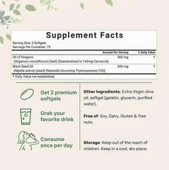 Oil of Oregano Softgels 6000mg with Black Seed Oil High Carvacrol Support