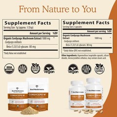 Real Mushrooms Cordyceps Capsules – Performance Mushroom Extract Supplement w…